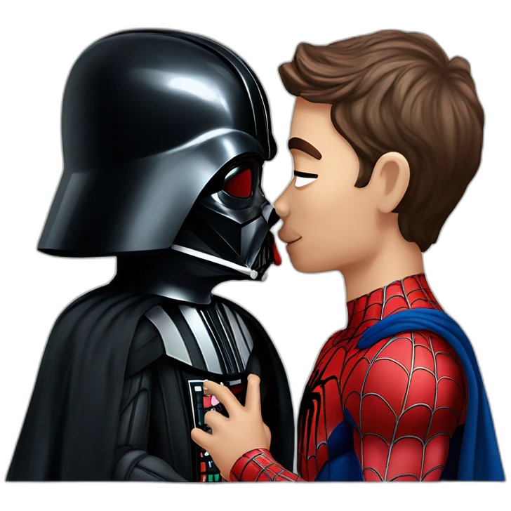 Darth vader and spider man kiss emoji