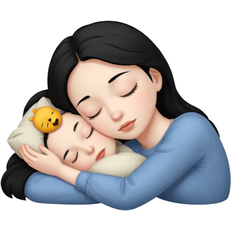Sleeping black haired girl no baby emoji
