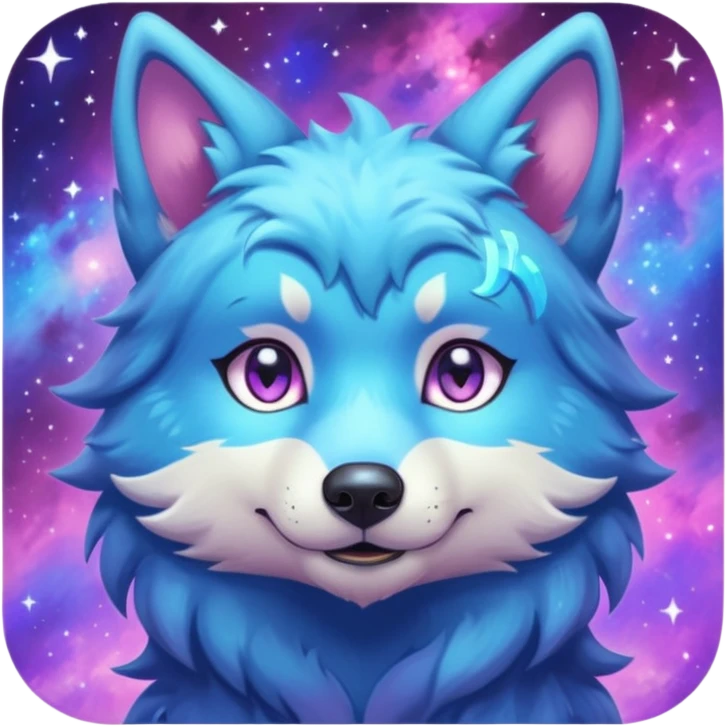 anthropomorphic anthro kawaii cute colorful shiny pastel nebula furry wolf-fursona furry  emoji