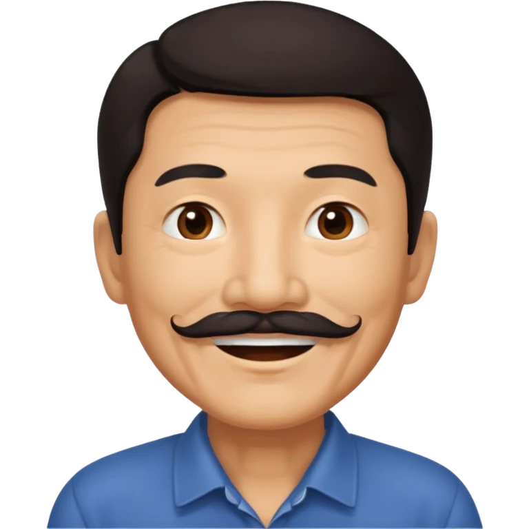 Older Chinese man with dark hair and full mustache emoji
