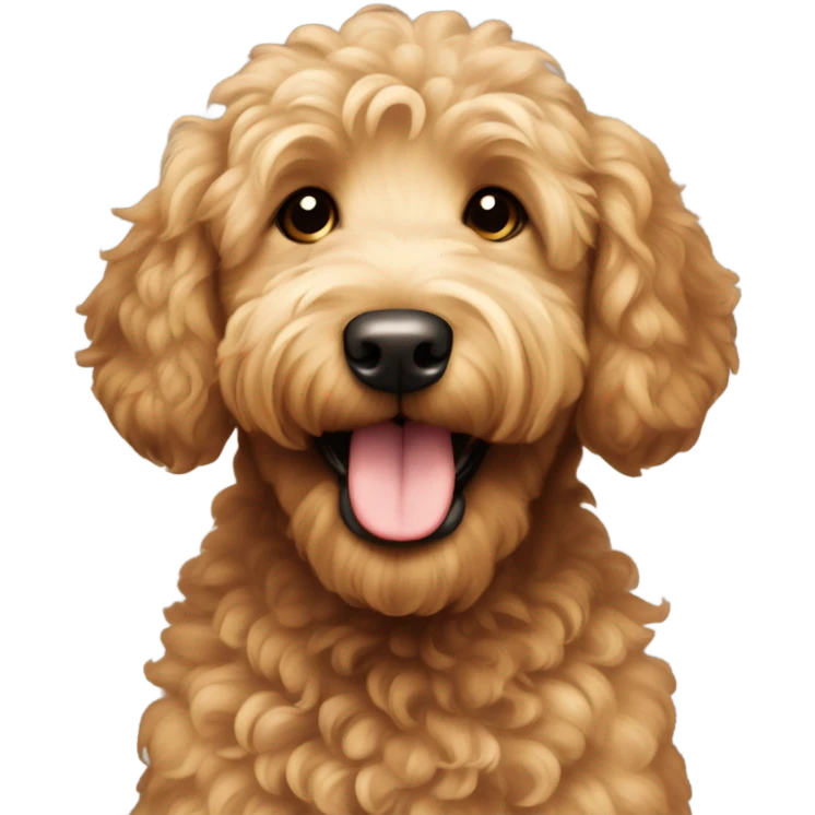 goldendoodle with brown fur smiling emoji
