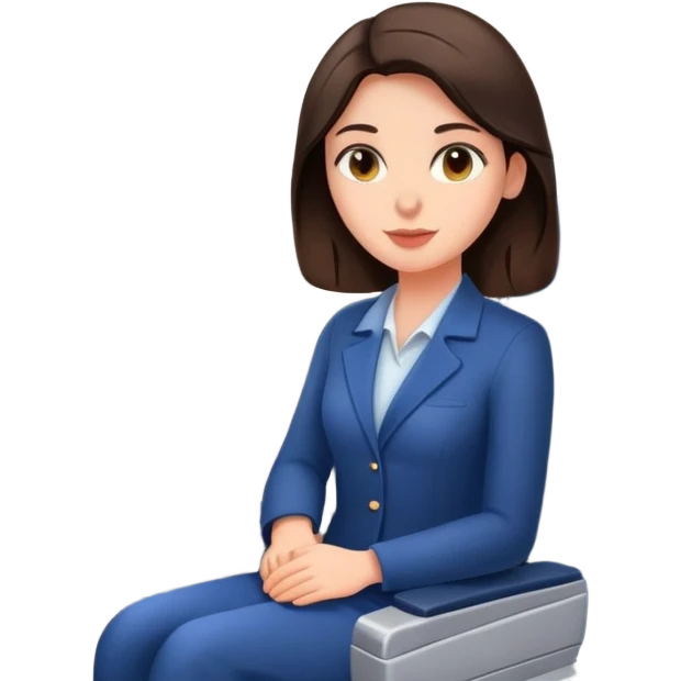 Brunette sitting in airplane seat emoji