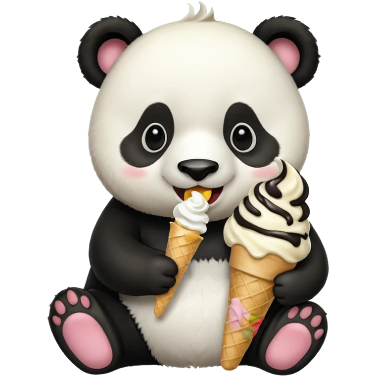 Panda eating ice cream emoji