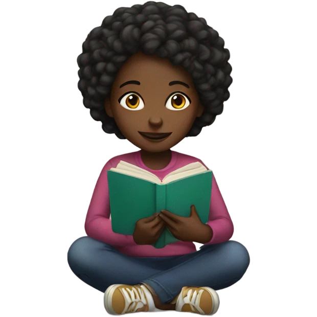 Black girl reading emoji