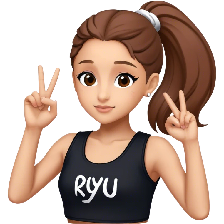 Ariana grande with ok doing sign and "ryu" written on toptank emoji