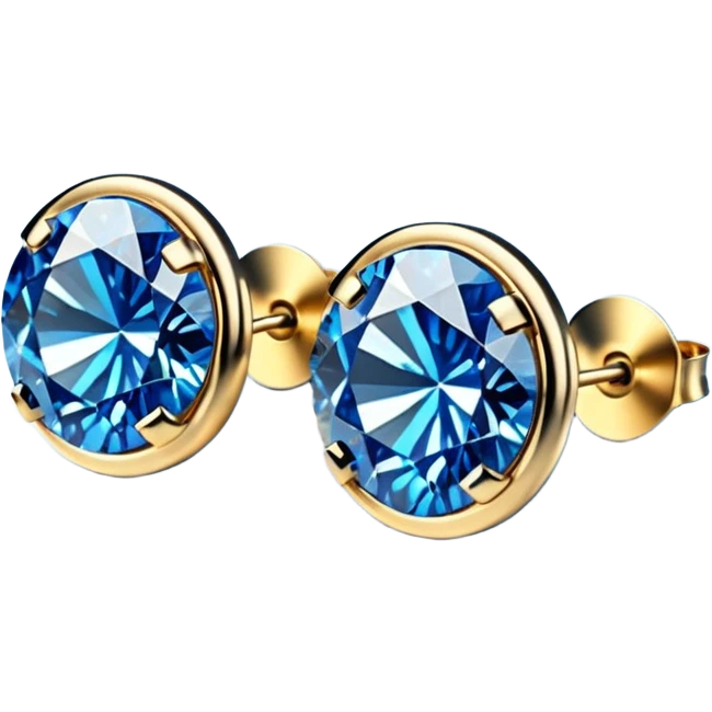 Still life 3D rendering detailed beautiful blue diamond 14k gold set of earrings emoji