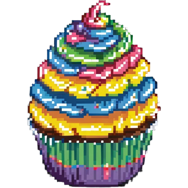cupcake with rainbow swirl icing emoji