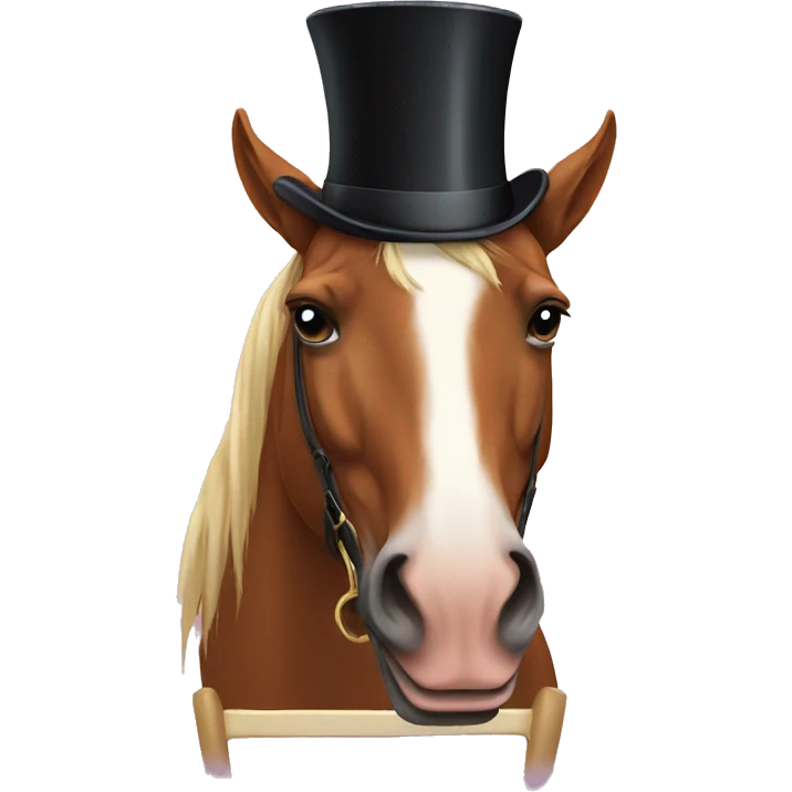 Horse with a top hat sitting on a chair  emoji