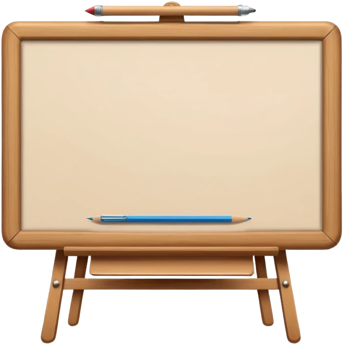 drawing board with classic wooden frame，in front side emoji