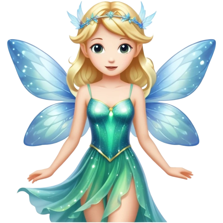 a magical fairy with sparkling wings and flowing dress emoji