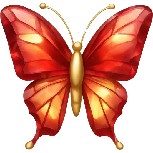 red crystal and gold butterfly emoji