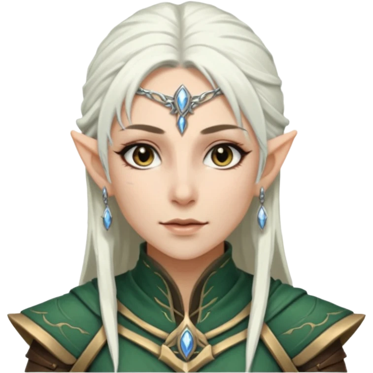 ESO female high elf warrior with white hair,lashes and earrings emoji