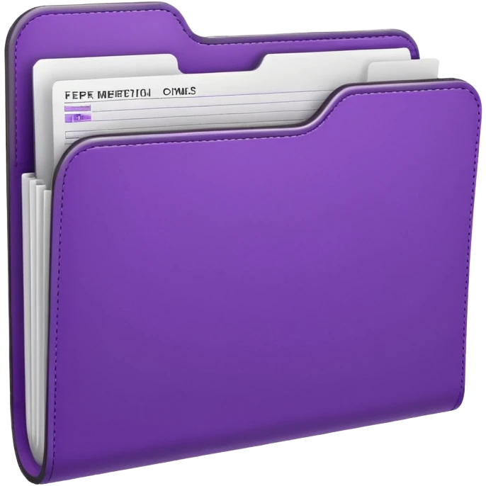 purple folder with papers inside, papers not sticking out, slightly 3D style emoji