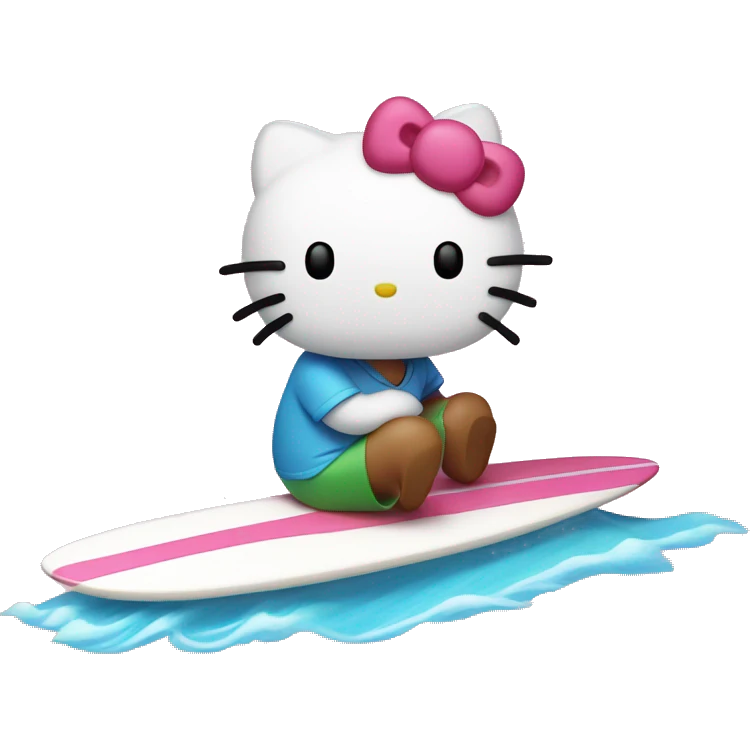 hello kitty on a surfboard emoji