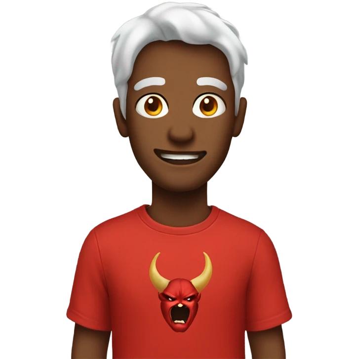 Red T shirt with a Picture of satan on it emoji