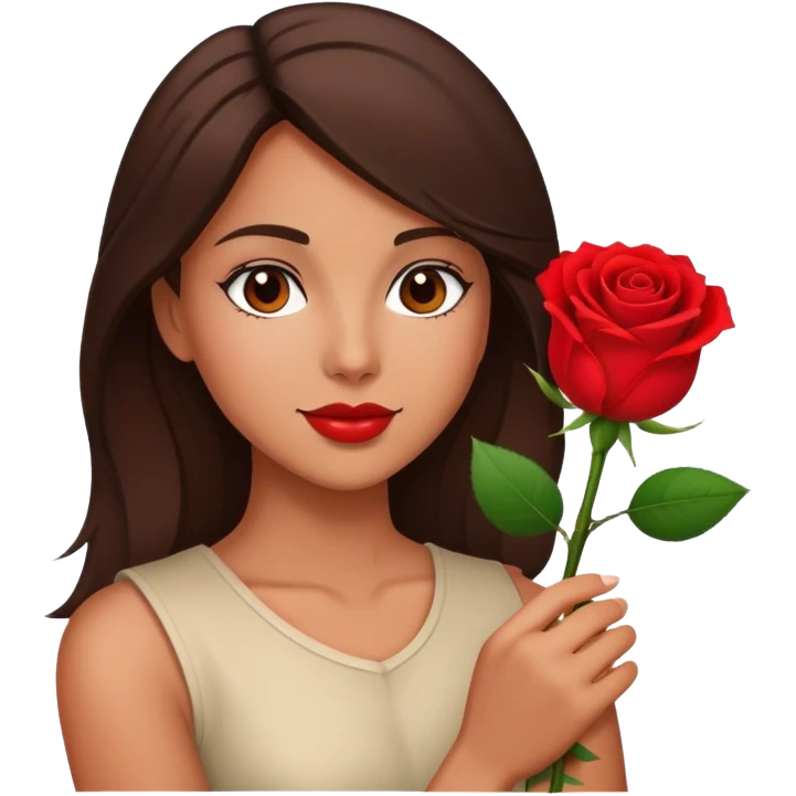 brunette with a rose emoji