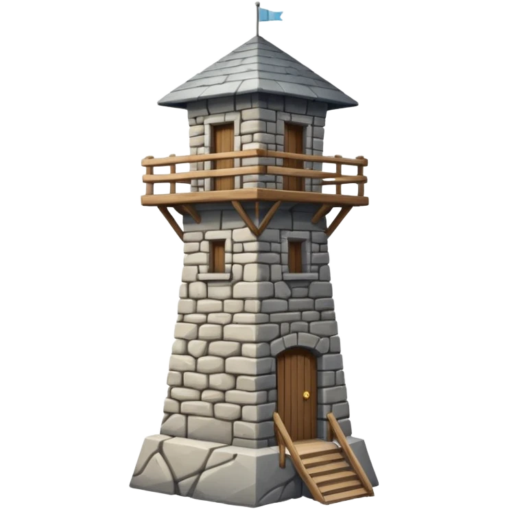 A tall stone watchtower with wooden balcony near the top. emoji