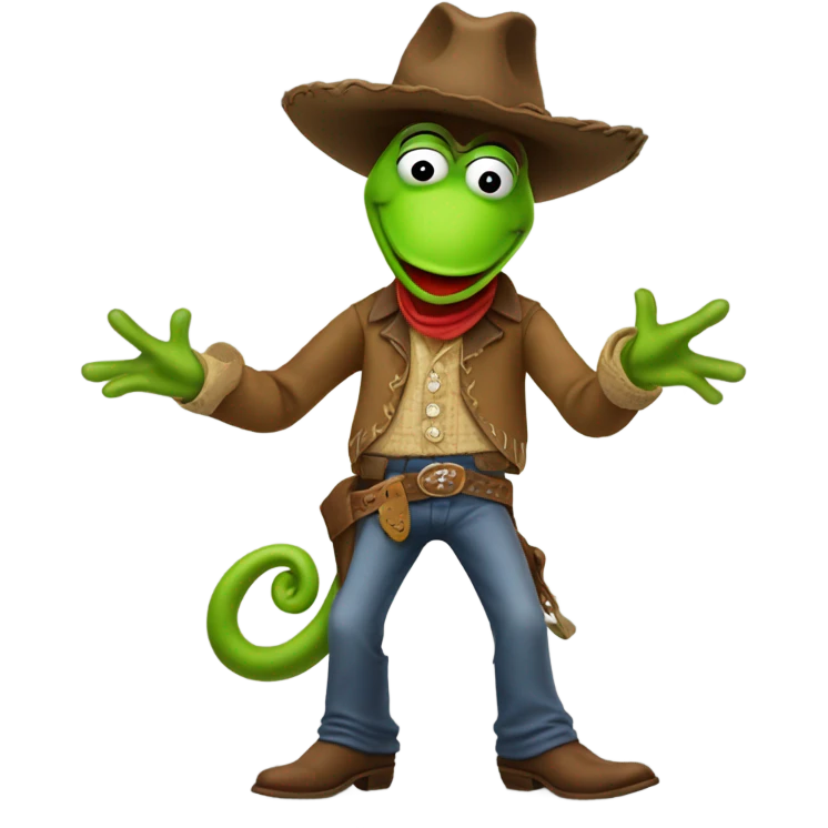 Cowboy lasso Kermit the frog emoji