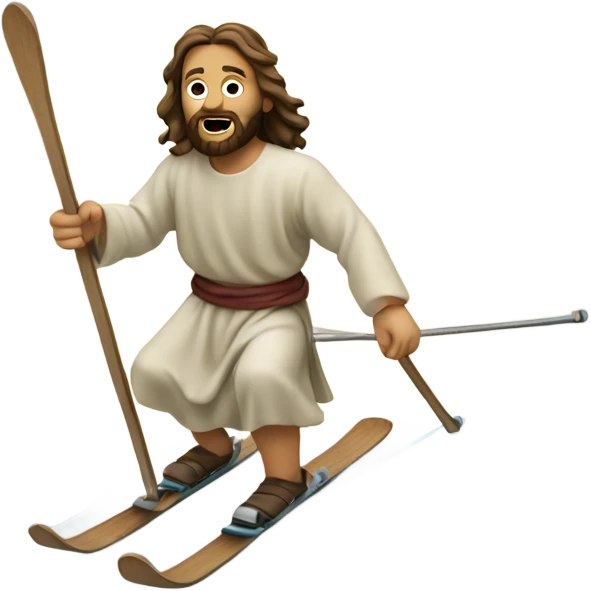 Jesus skiing down a mountain  emoji
