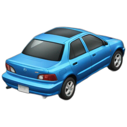 Car Mazda 323 BG in the japanese city emoji