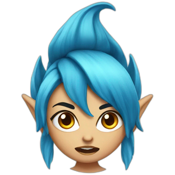girl elf with blue hair angry emoji