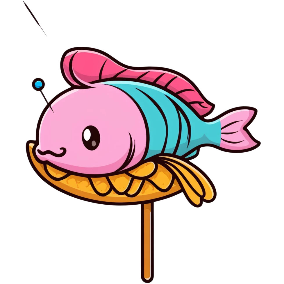 A cute arrangement of fish cake with pink swirl, rice cracker, and tri-colored dango skewer as a Japanese snack trio emoji
