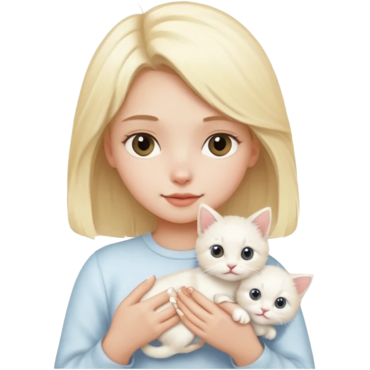 white kitten and blonde girl emoji
