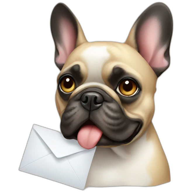 French bulldog-with- letter emoji