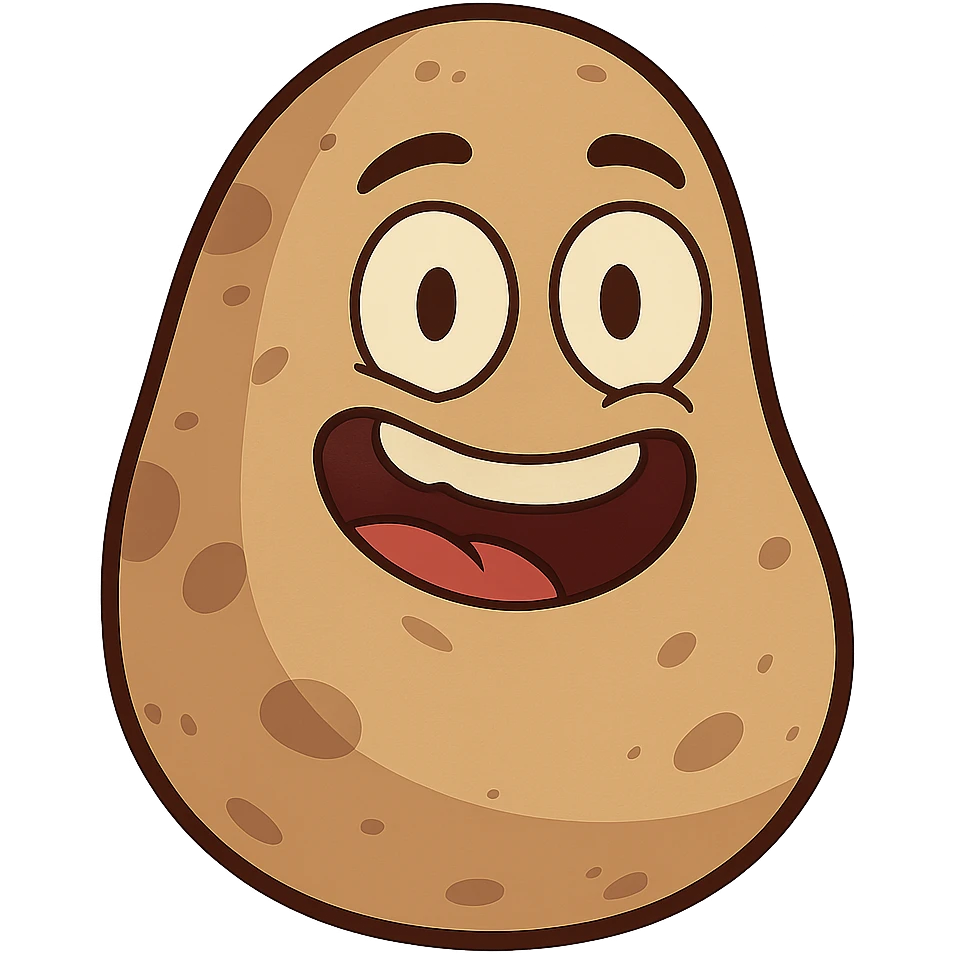smiling potato tuber with mouth and eyes emoji