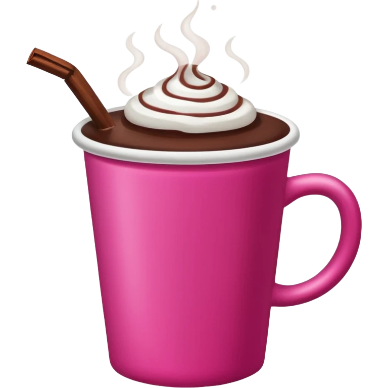 a regular hot pink cup with hot chocolate in it, no designs emoji