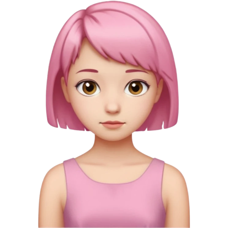 Un emoji de una. Chica adolescente vestido rosado pelo corto casi por los hombros emoji