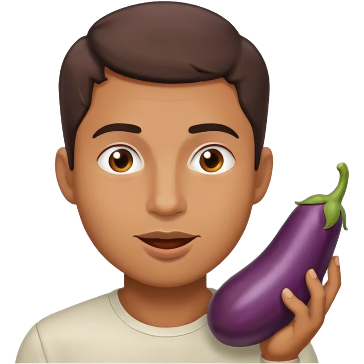 Guy eating an eggplant emoji