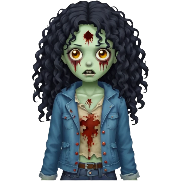 garota zumbi com cabelo cacheado longo oreto emoji