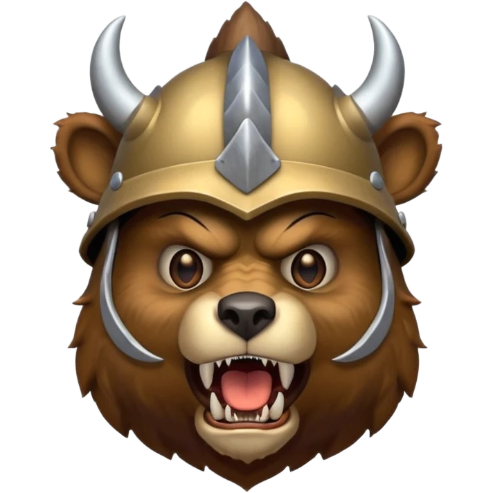 Bear wearing horned helmet growling emoji