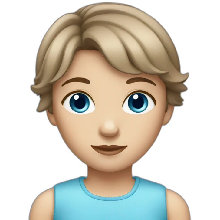 Girl with short brown hair and blue eyes emoji