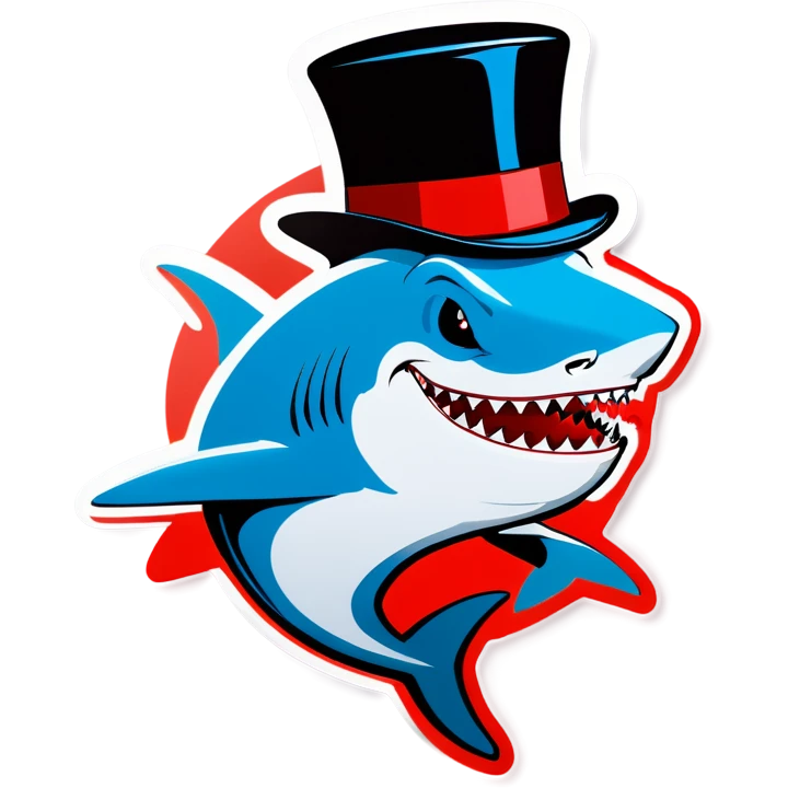 Shark with a top hat emoji