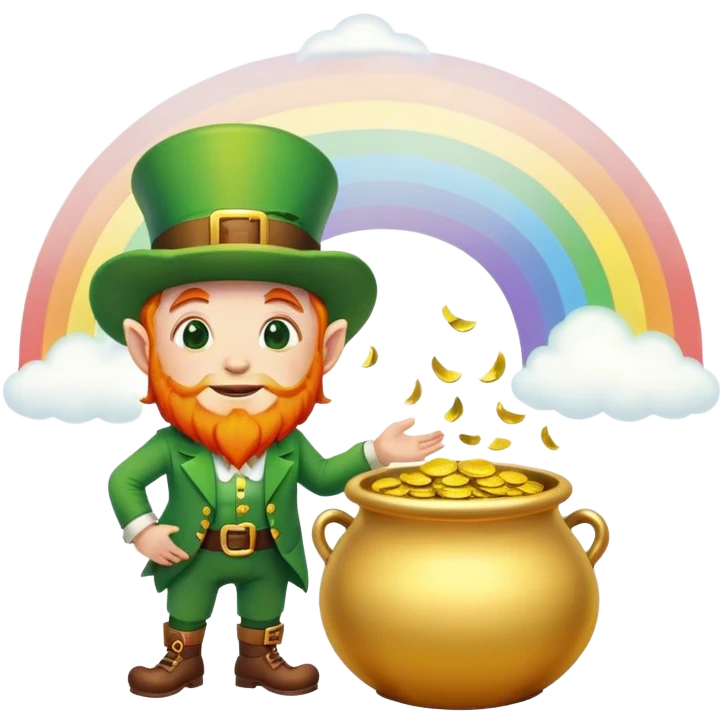 Leprechaun golden's pot with a gigante rainbow falling into the gold emoji