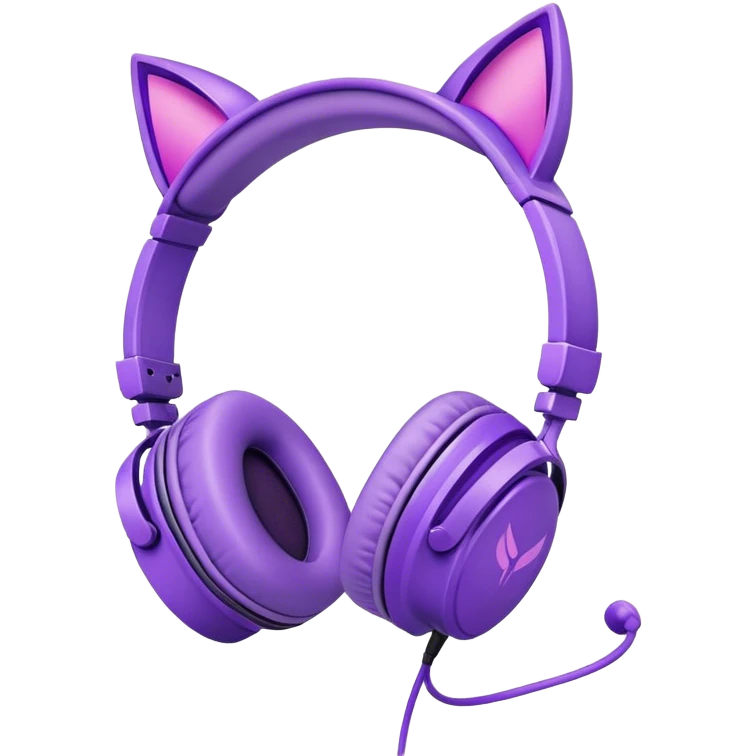 purple gaming headphones with cat ears emoji