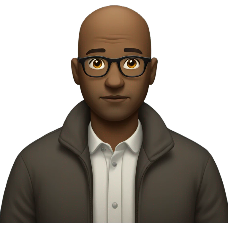 bald black man with glasses indoors frowning emoji