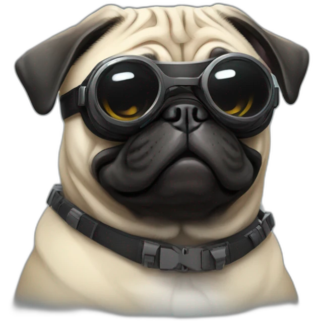 pug with black sunglasses and wearing a cyberpunk suit emoji