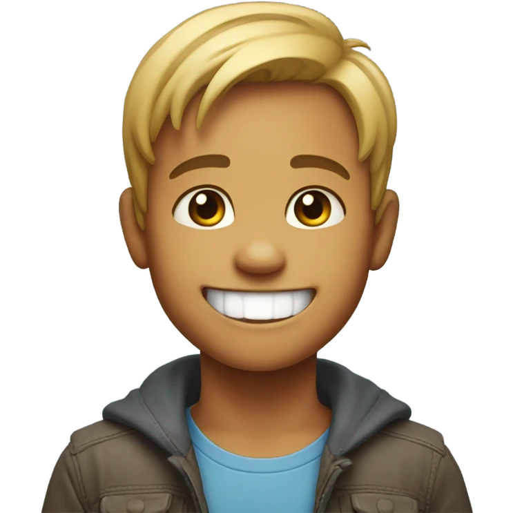smiling boy missing a front tooth with beard portrait  emoji