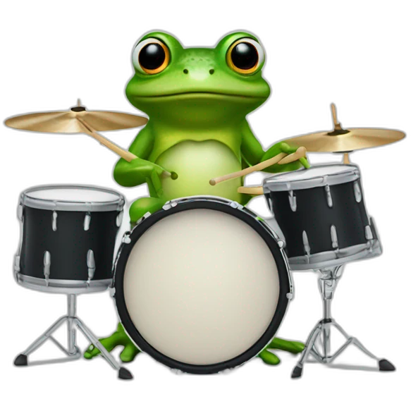 Frog playing drumset emoji