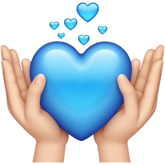 Blue heart in two hands emoji
