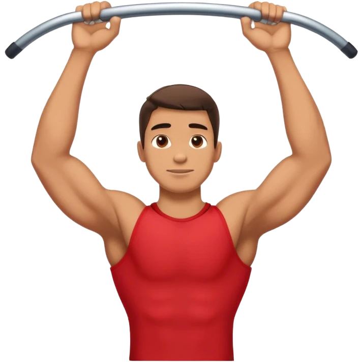 guy with red shirt doing chin ups emoji