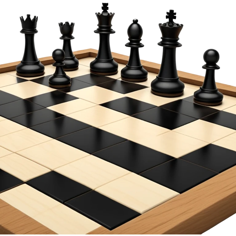 A chessboard with a few strategically placed pieces, including a king, queen, and pawns. The scene highlights the classic black and white squares of the board, emphasizing strategy and thoughtfulness in the game of chess. emoji