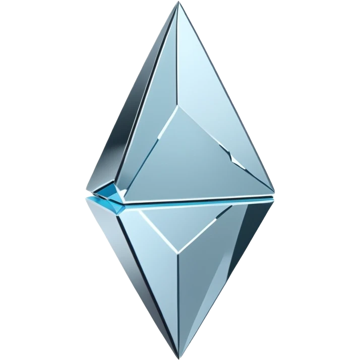 broken mirror shard emoji, sharp chrome edges, high contrast reflections, futuristic minimal 3D style, isolated on white emoji