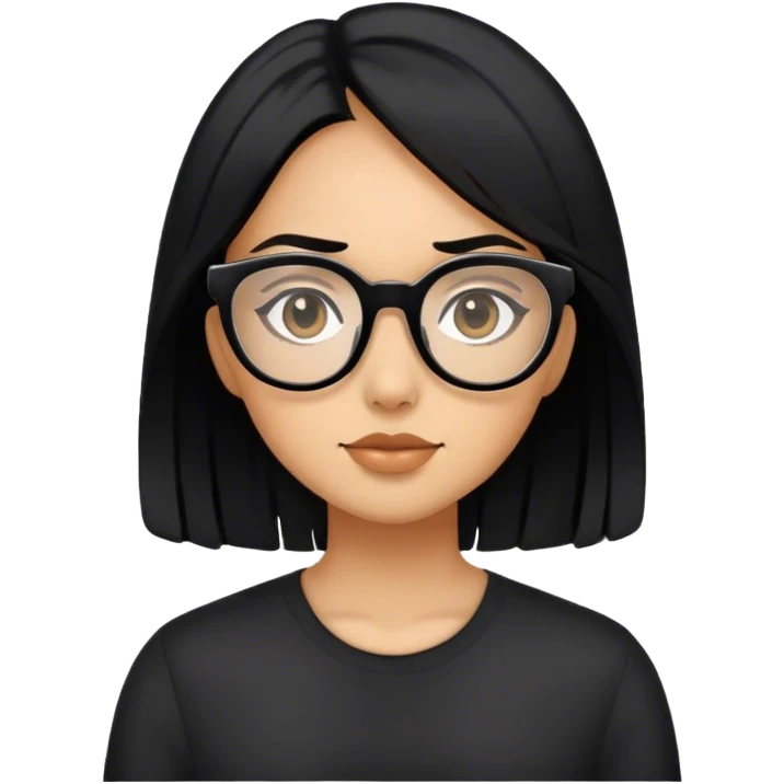 Black hair tan skin black glasses girl emoji