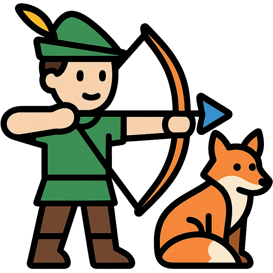 color outline icon of archer and fox emoji
