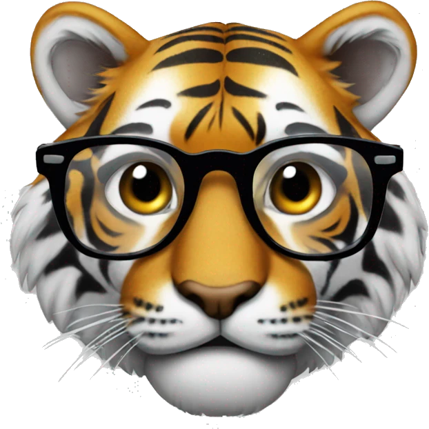 tiger wearing glasses emoji