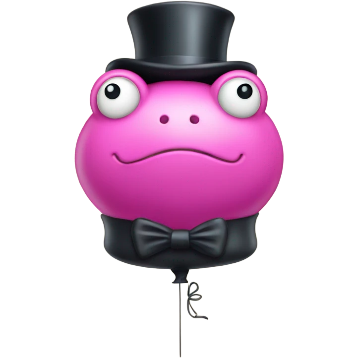 balloon that looks like a pink frog wearing a top hat emoji